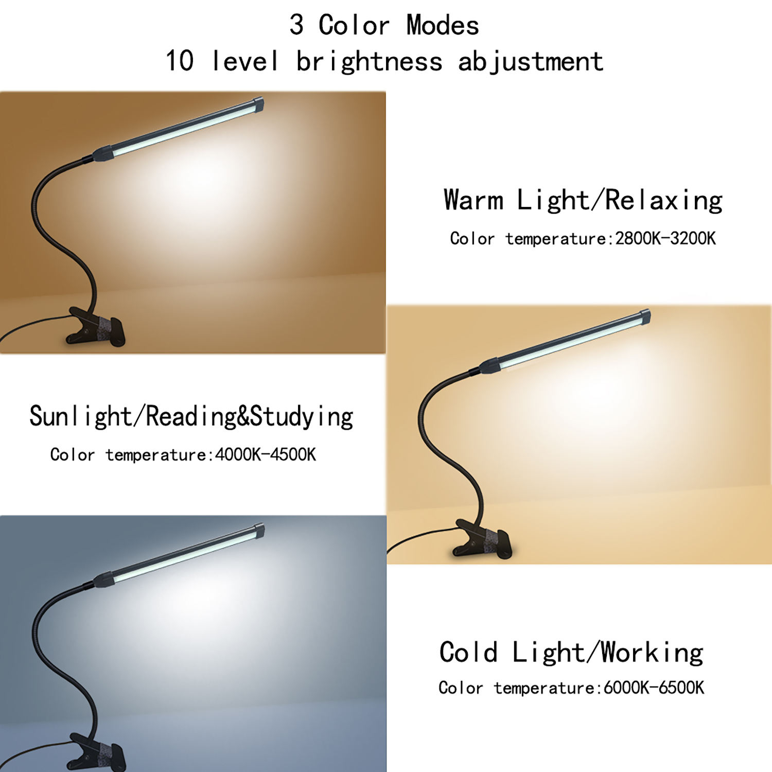 Huaxinsheng 8W 80 LEDs European Style Oval Desk Lamp with USB Clamp - Eye Protection Reading Light